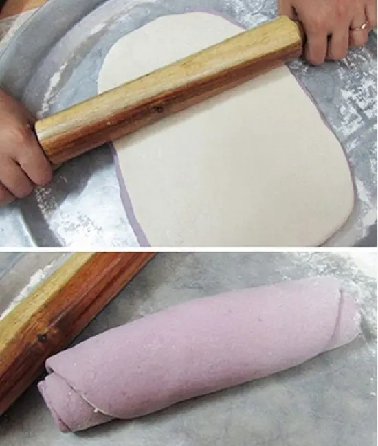 bánh bao khoai lang tím cán bột
