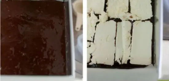 Đặt phô mai lên cốt bánh chocolate phô mai