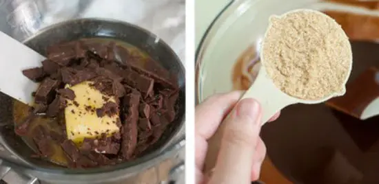 Trộn bột để làm bánh chocolate phô mai