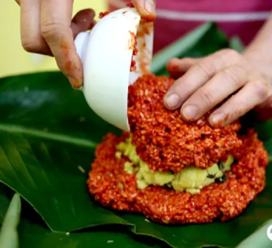 thêm lớp trên cùng gạo nếp