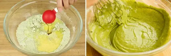Bước 2 trộn bột làm Donut trà xanh bọc sôcôla