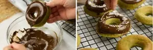 Bước cuối cùng làm bánh Donut trà xanh bọc sôcôla