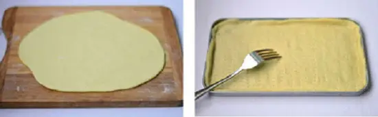 Dàn đều bột ra thành miếng - cách làm bánh pizza