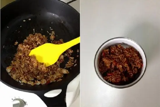 để cơm chiên ra bát khác