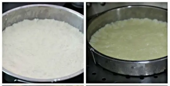 Cách trộn nguyên liệu làm tầng thứ nhất của bánh sắn 3 màu