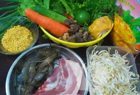 nguyên liệu - cách làm bánh xèo