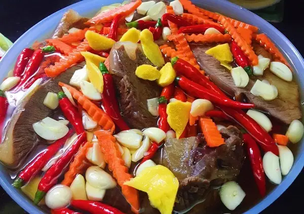 cách làm bắp bò ngâm mắm