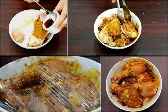 cơm cà ri gà ướp thịt gà