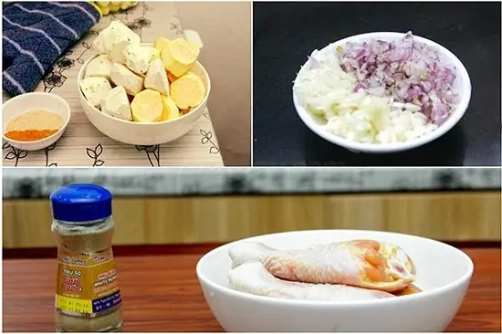 cơm cà ri gà sơ chế