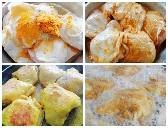 Các bước thực hiện món cơm gà rim nghệ 1