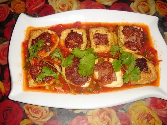 Cách làm đậu phụ nhồi thịt sốt cà chua ngon khó cưỡng