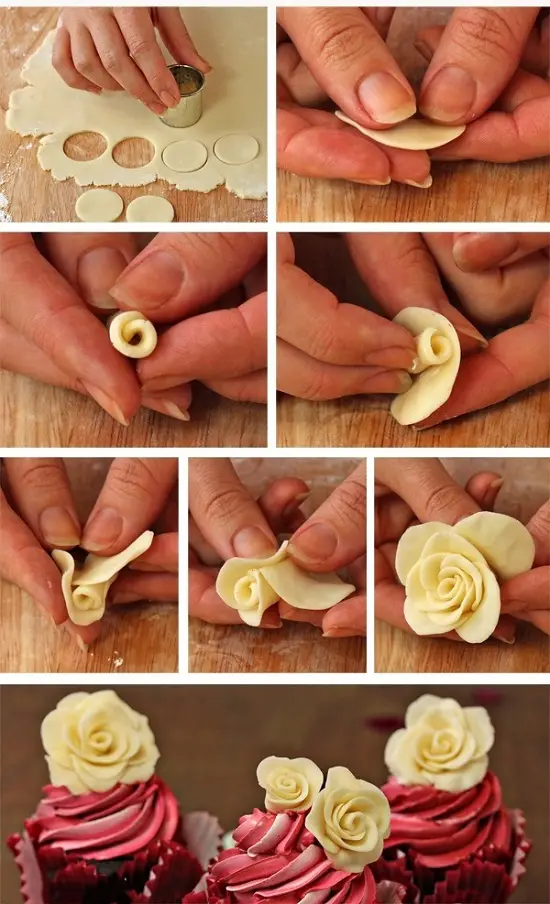 tạo hình hoa bằng fondant