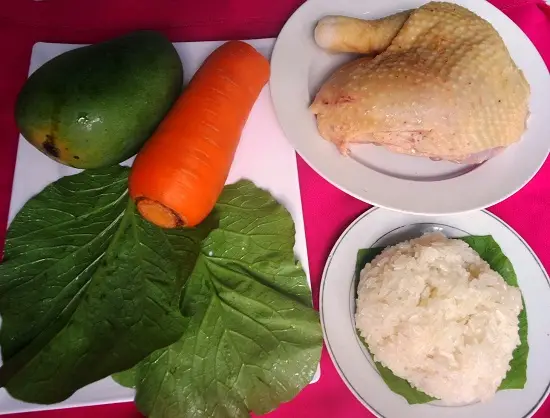 gà cuộn xôi xoài sốt dừa nguyên liệu
