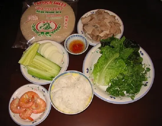 cách làm gỏi cuốn tôm thịt nguyên liệu
