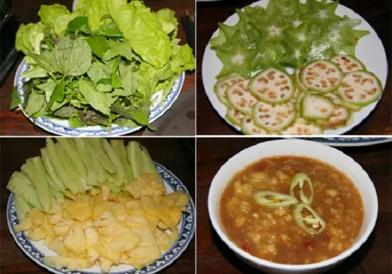 lẩu bò nhúng dấm sơ chế