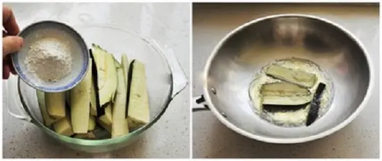 trộn cà tím với bột