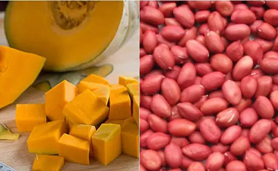 canh bí đỏ đậu phộng sơ chế