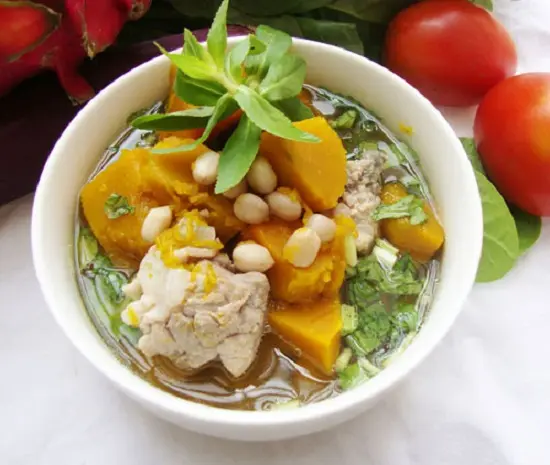 canh bí đỏ đậu phộng 2