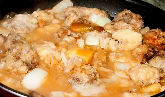 thêm thịt gà vào rau củ