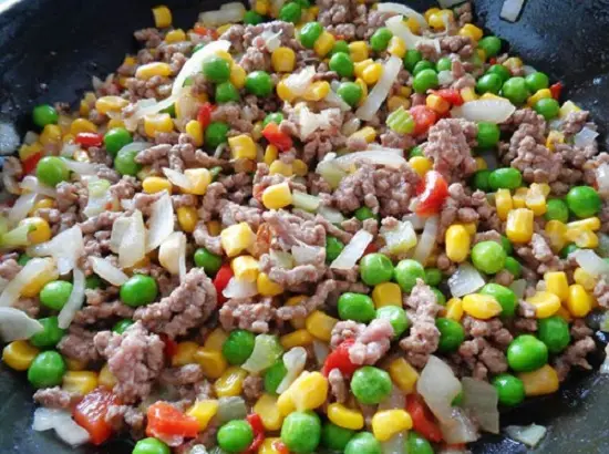 xào nhân thịt và rau