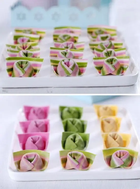 những chiếc bánh sủi cảo cầu vồng đẹp mắt