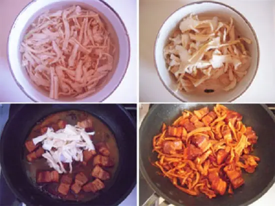 thịt kho củ cải khô chế biến