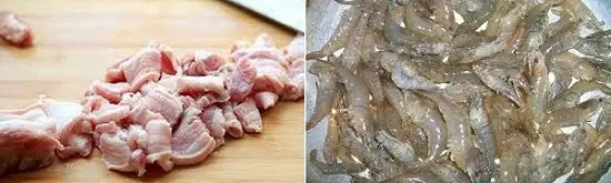 tôm đồng rang thịt ba chỉ sơ chế