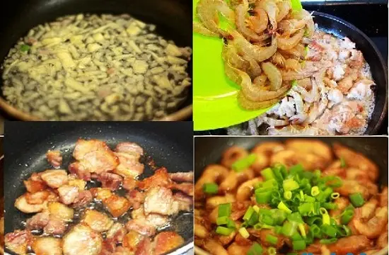 tôm đồng rang thịt ba chỉ cách làm