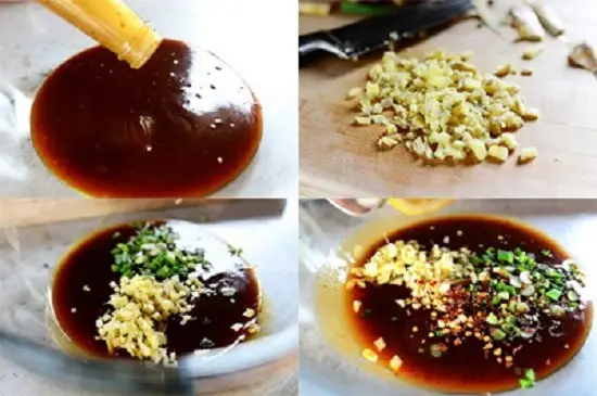 hòa nước xốt với gừng và hành