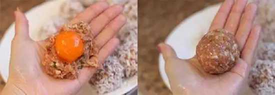nặn thịt với trứng