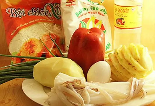 Cách làm mực chiên xù xốt dứa
