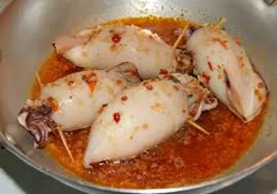 chiên mực nhồi thịt