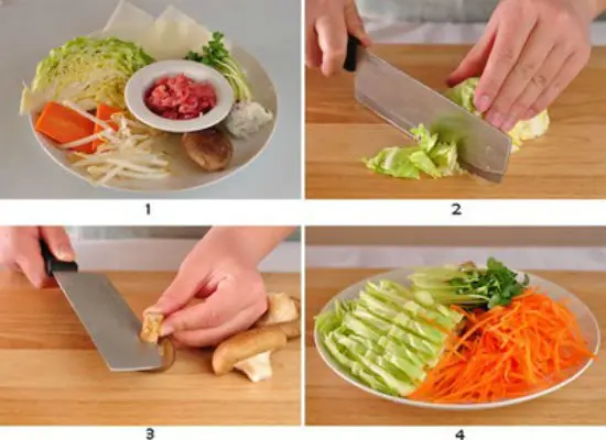 Sơ chế nguyên liệu làm nem chay