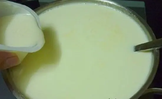 đổ men sữa chua vào làm sữa chua phô mai