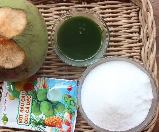 làm thạch dừa lá dứa nguyên liệu