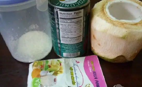 nguyên liệu thể hiện cho cách làm thạch dừa