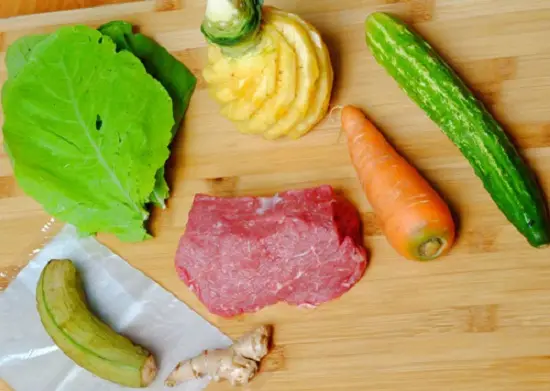 thịt bò cuốn lá cải nguyên liệu