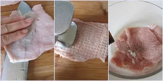 thịt cuộn giòn sơ chế thịt
