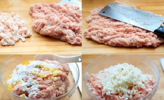 sơ chế nguyên liệu làm thịt viên chiên trừn cút