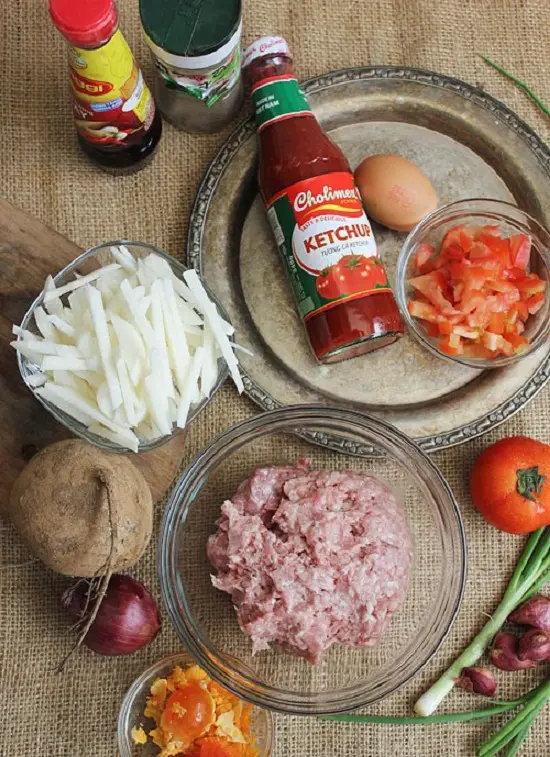 xíu mại sốt cà chua nguyên liệu