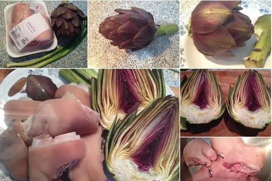 cắt hoa Atiso nấu canh hoa Atiso hầm chân giò