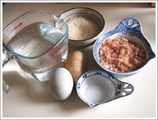 nguyên liệu món cháo tôm thịt