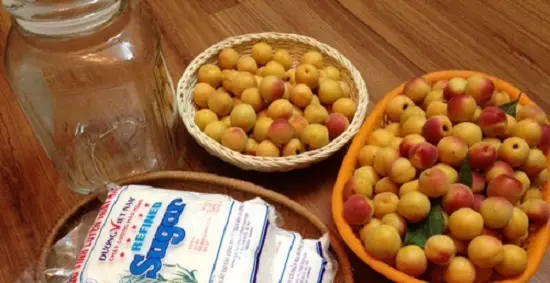cách ngâm quả mơ nguyên liệu