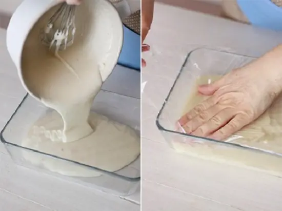 Cho hỗn hợp làm bánh sữa chiên vào tủ lạnh