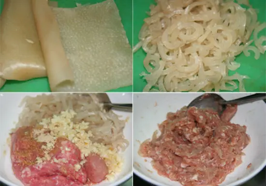 Sơ chế nguyên liệu làm nem chua
