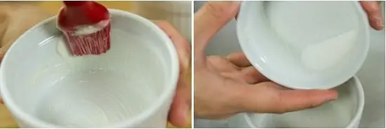 Chuẩn bị cốc sứ làm souffle trà xanh