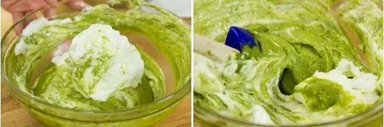 Xong hỗn hợp bánh souffle trà xanh