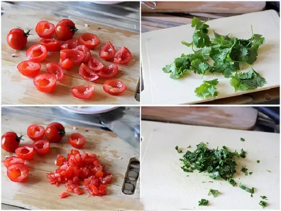 tthais cà chua, rau mùi làm salad bơ từ Mexico