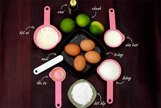 nguyên liệu - cách làm bánh bông lan