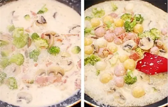 cho kem tươi và bánh vào đun cùng